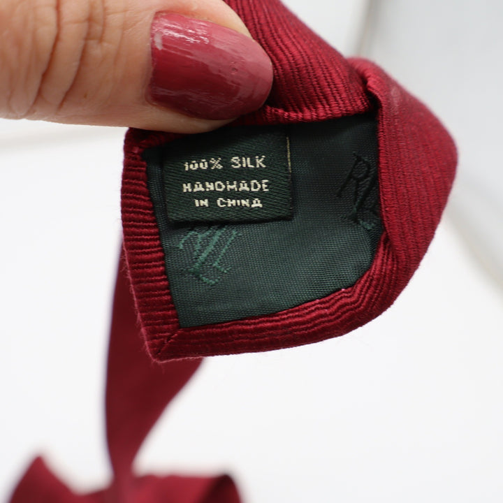 Lauren Ralph Lauren Necktie Mens OS Classic Burgundy Red Ribbed Silk Excellent