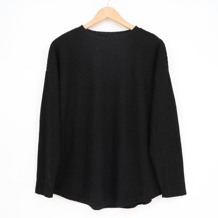 SheIn Sweater Womens Medium Black Ribbed Knit Stretch Long Sleeve Crew Neck