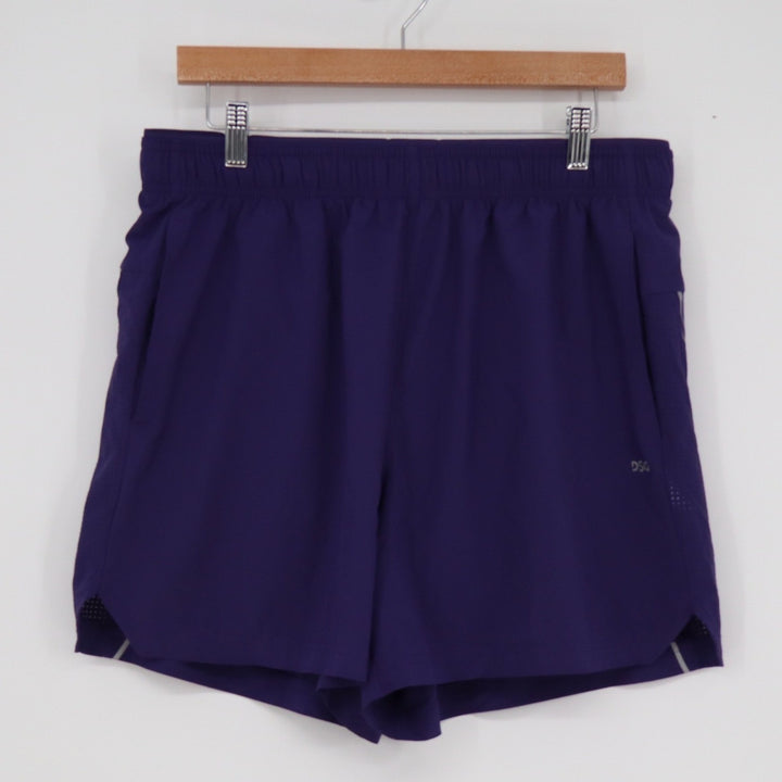 DSG Mens Purple Performance Running Shorts L Liner Reflective Training 5 Inseam