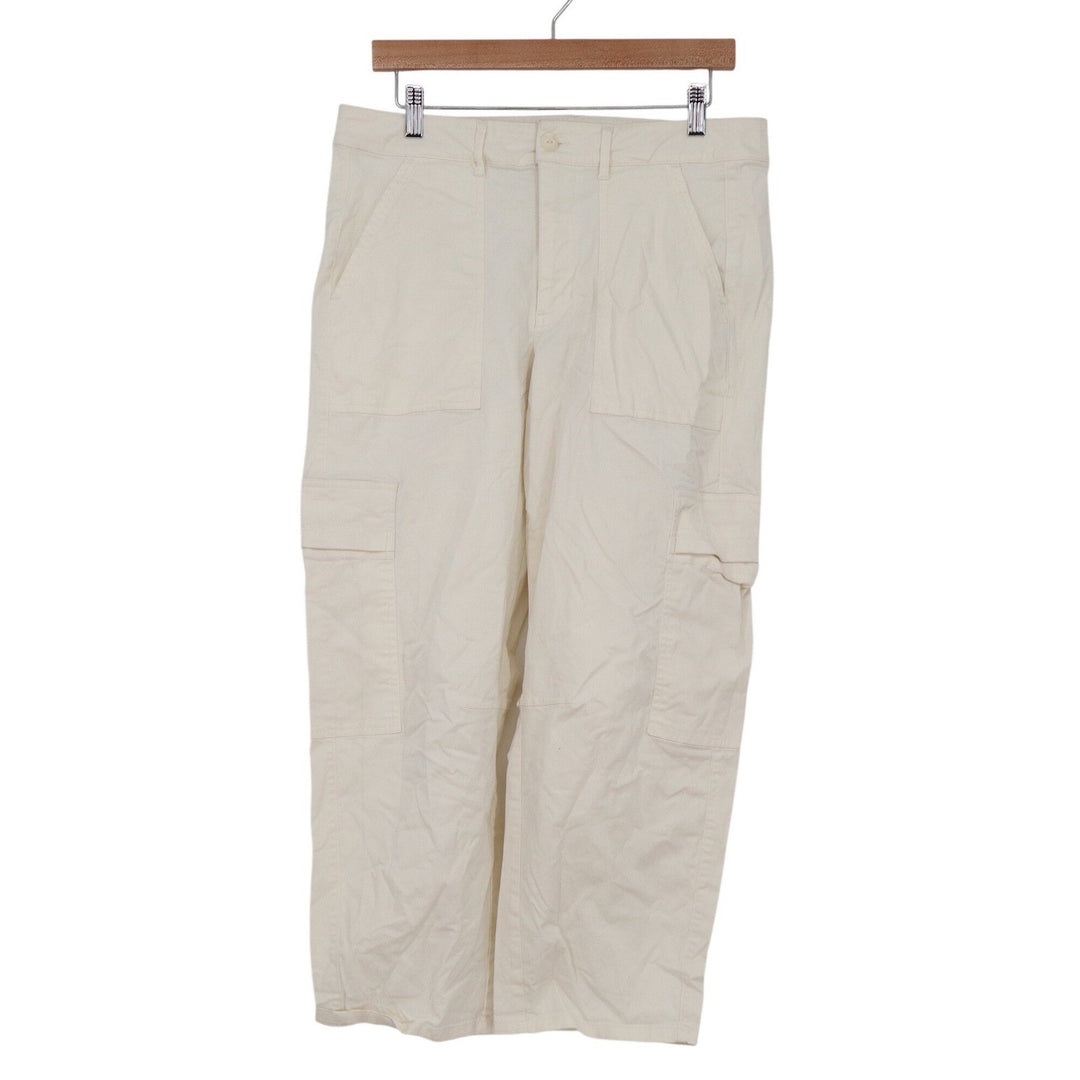 Universal Thread Womens Cream High Rise Wide Leg Cargo Pants Size 12 Off White