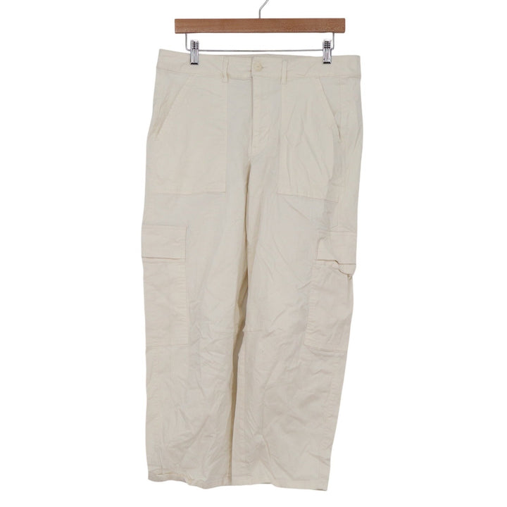 Universal Thread Womens Cream High Rise Wide Leg Cargo Pants Size 12 Off White