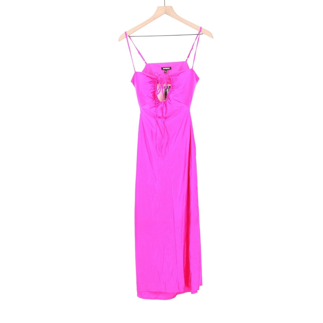 Express Hot Pink Cutout Tie Front Maxi Dress Size M NWT