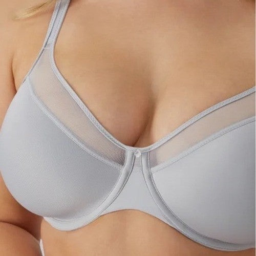 Bali One Smooth U Ultra Lite Neckline Bra Womens 34C Crystal Gray Underwire