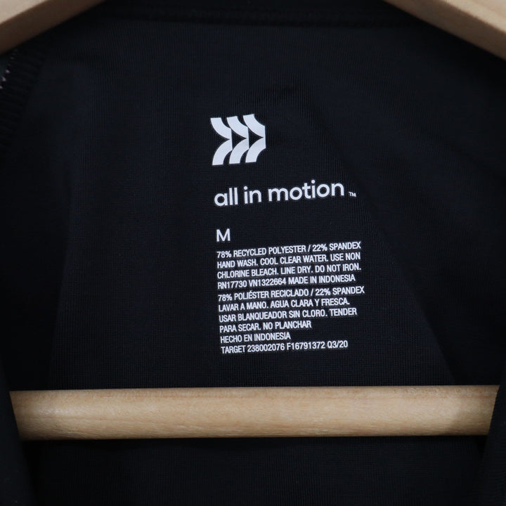 All in Motion Womens Black Tie Dye Long Sleeve Cropped Rash Guard Swim Top M