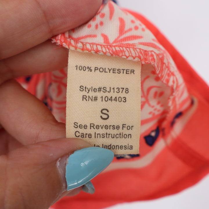 E&M Dress Women's S Coral Geometric Medallion Print Halter Mini Good