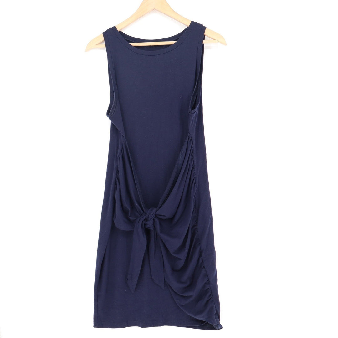LILLUSORY Navy Blue Front Tie Knot Ruched Sleeveless Mini Dress Size L