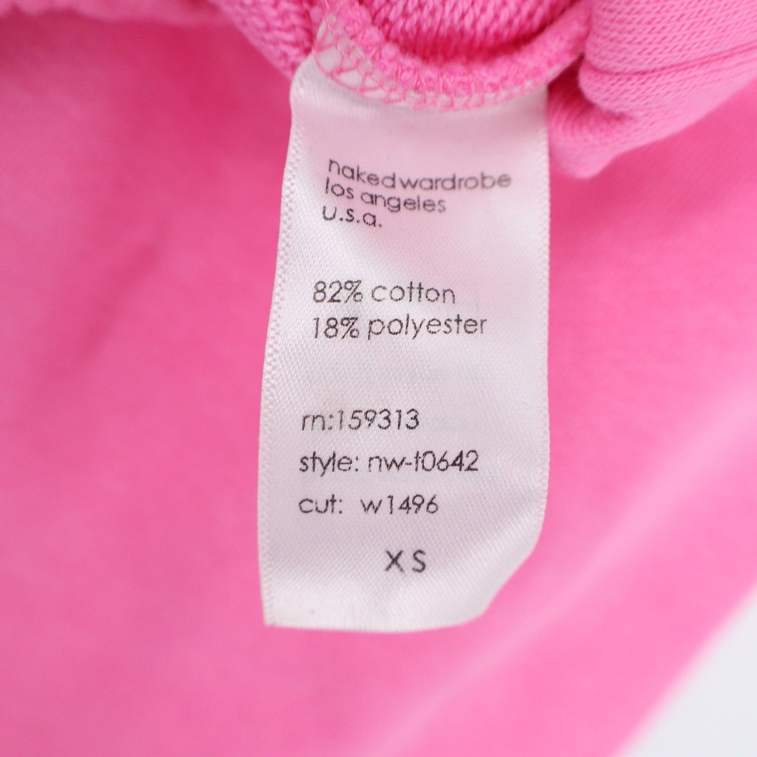 Naked Wardrobe Women's Pink Cropped Hoodie Sweatshirt XS