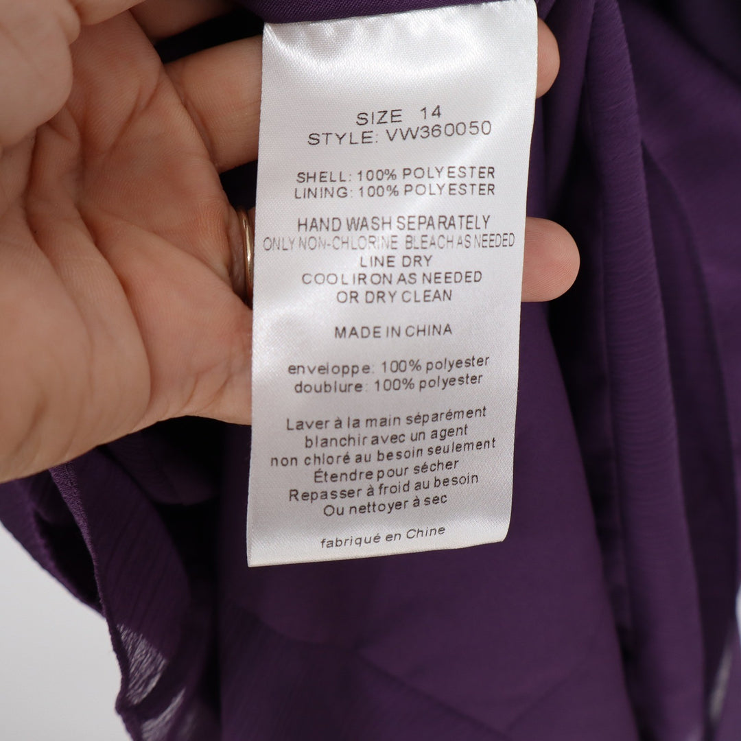 White by Vera Wang Plum Purple One Shoulder Ruched Cocktail Dress Sz 14