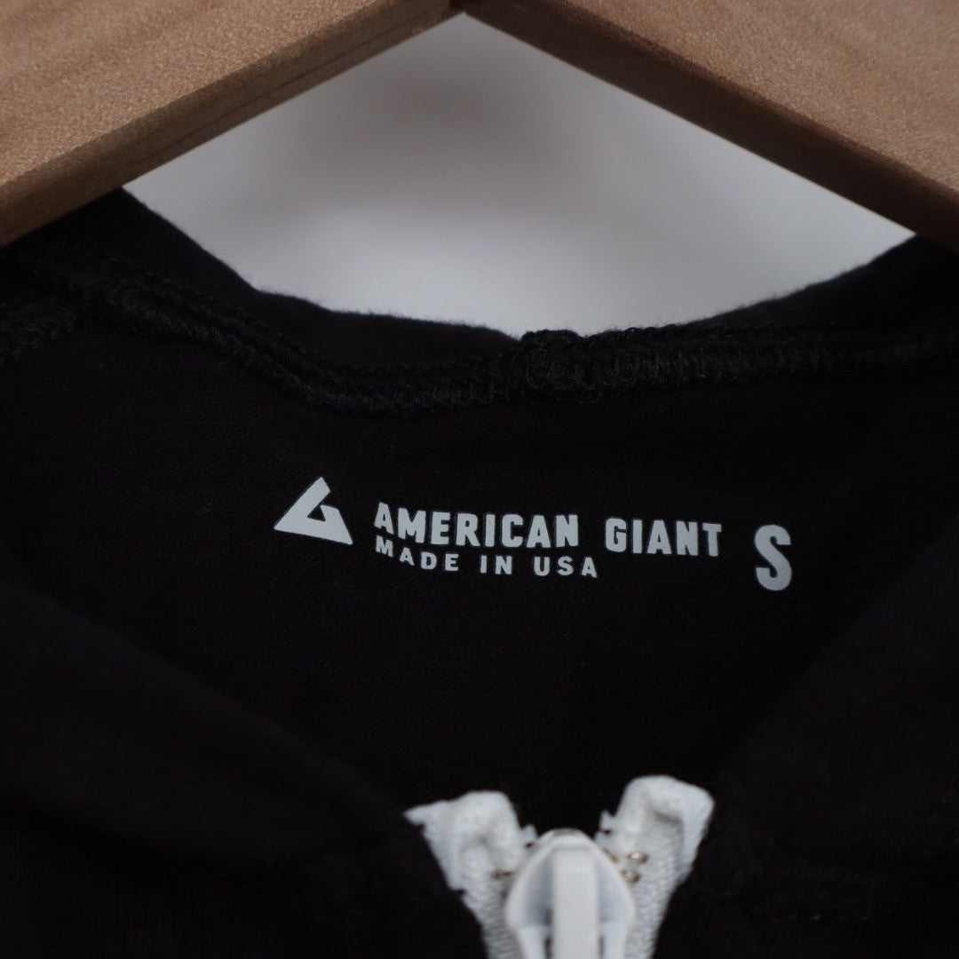 AMERICAN GIANT Black Full Zip Hoodie Sweatshirt Athletic Size S Made in USA
