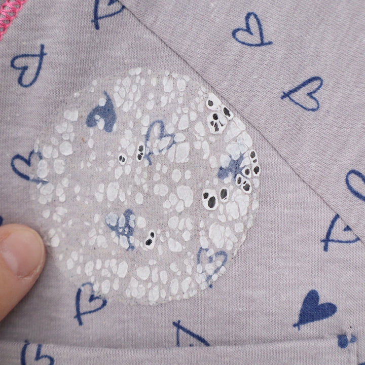 Cuddl Duds Pajama Set Womens Small Gray Blue Heart Print V-Neck Crop Pants 2pc