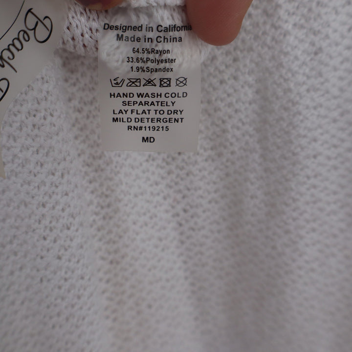 Beach Bunny White Knit Deep V-Neck Maxi Dress Swim Cover Up Medium 10493