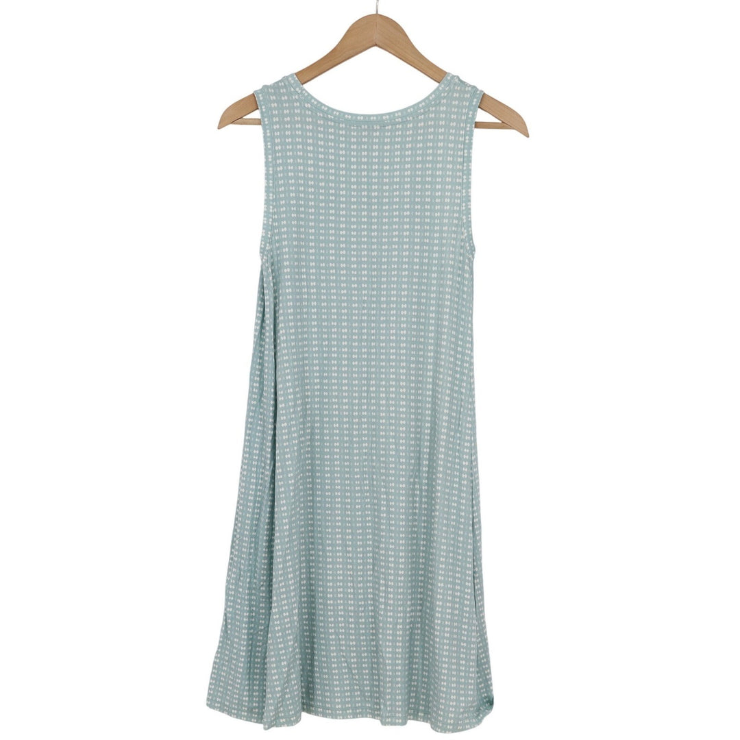 LOFT Outlet Womens Small Teal White Geometric Knit Sleeveless Swing Dress