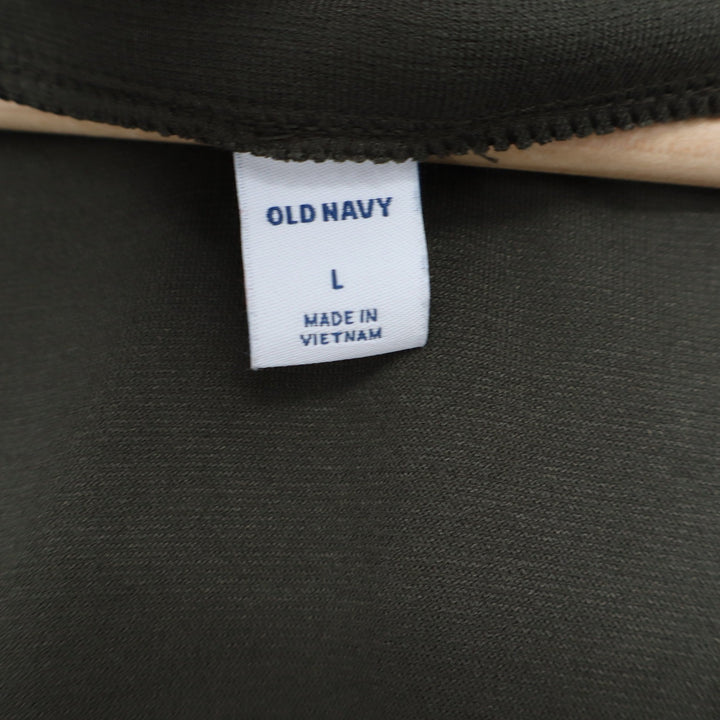 Old Navy Womens Olive Green Button Front Utility Midi Dress Large Drawstring L