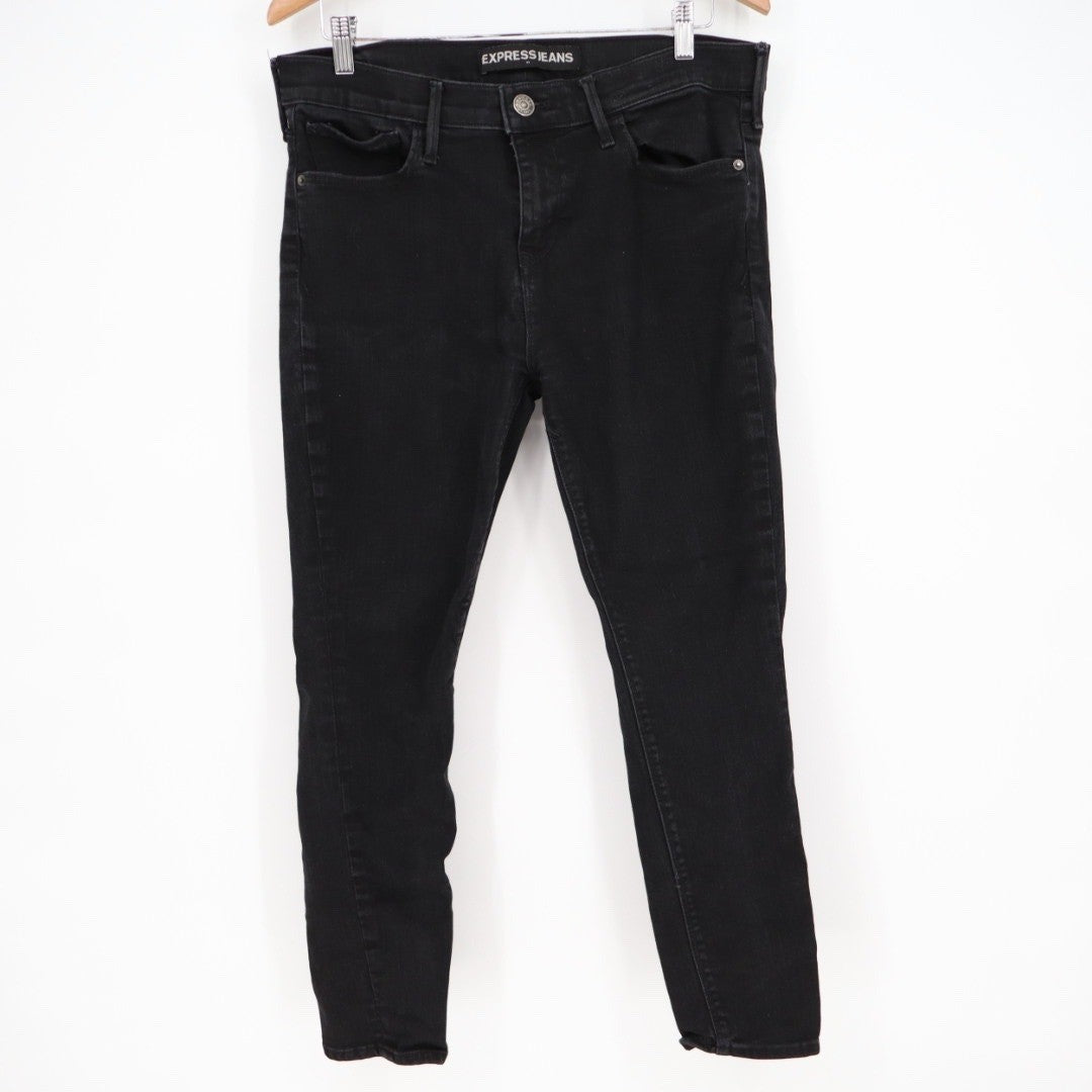 Express Jeans Black Legging Mid Rise Skinny Denim Pants Women Size 14
