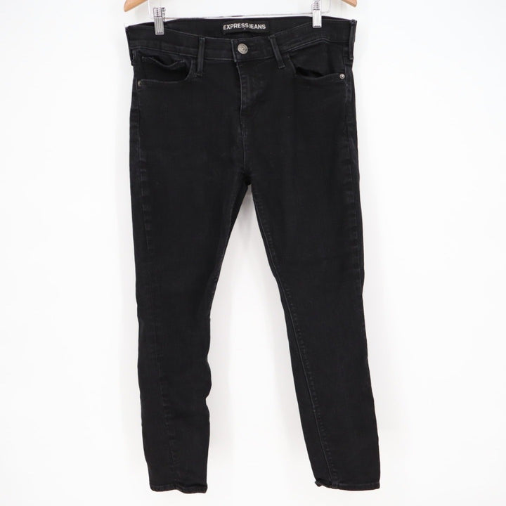 Express Jeans Black Legging Mid Rise Skinny Denim Pants Women Size 14