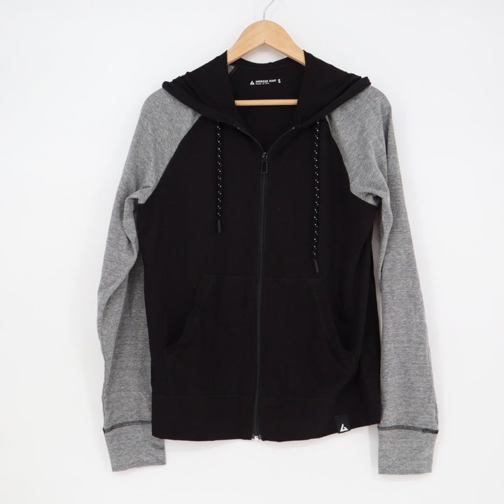 American Giant Womens Black Gray Raglan Zip Hoodie Made USA Size S