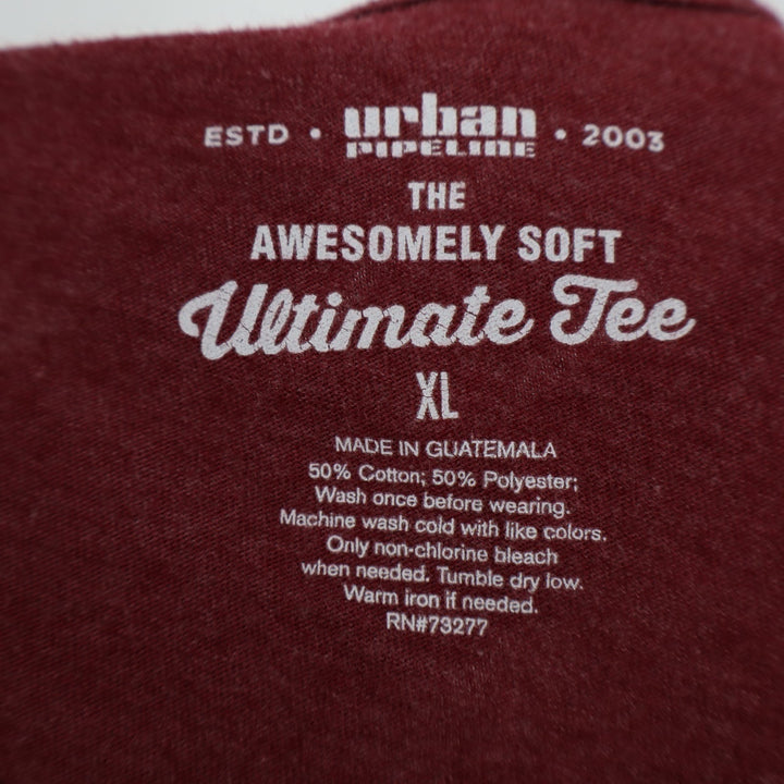 Urban Pipeline Awesomely Soft Ultimate Tee Shirt Mens XL Maroon Crew Neck Casual