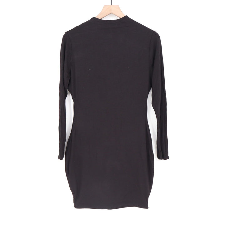 Naked Wardrobe Black Mock Neck Long Sleeve Mini Bodycon Dress 1X