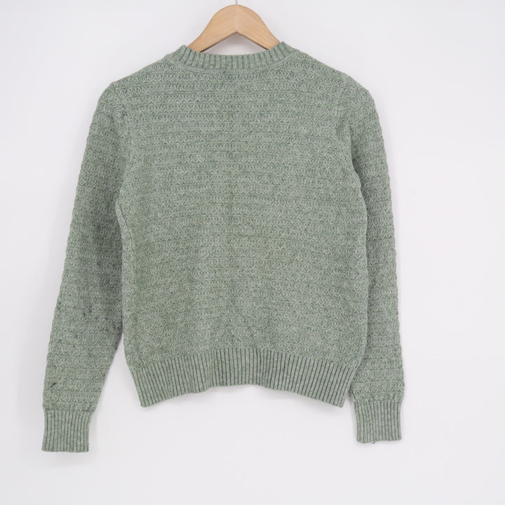 Penelope Leroy Paris Womens Sage Green Textured Knit Crew Neck Sweater Size S