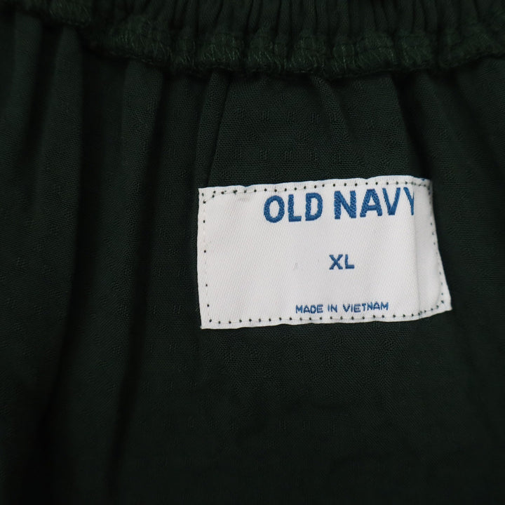 Old Navy Womens XL Dark Green Peasant Blouse Balloon Sleeve V-Neck Rayon Top