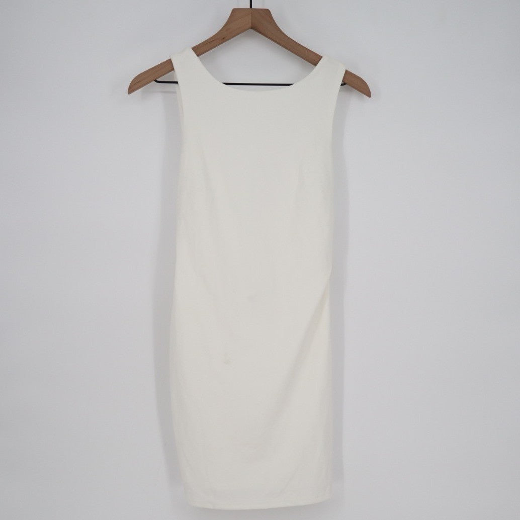 Lulus Devoted Lover Bodycon Mini Dress Womens S White Stretch Backless Knotted