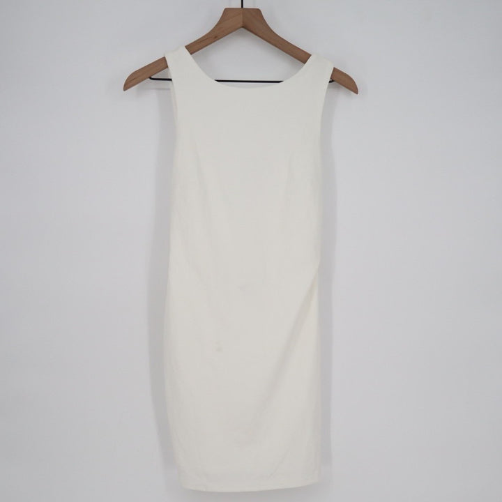 Lulus Devoted Lover Bodycon Mini Dress Womens S White Stretch Backless Knotted