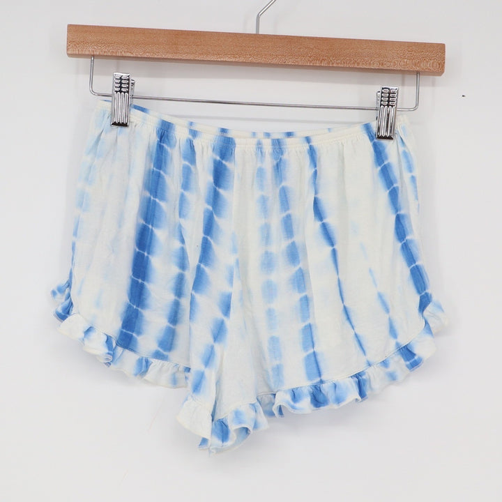 Forever 21 Blue White Tie Dye Ruffle Hem Lounge Pajama Shorts XS