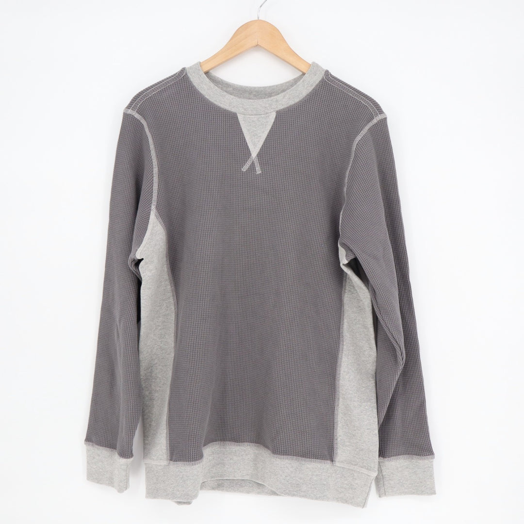 American Giant Colorblock Summit T-Shirt Mens Large Gray Waffle Knit Pullover