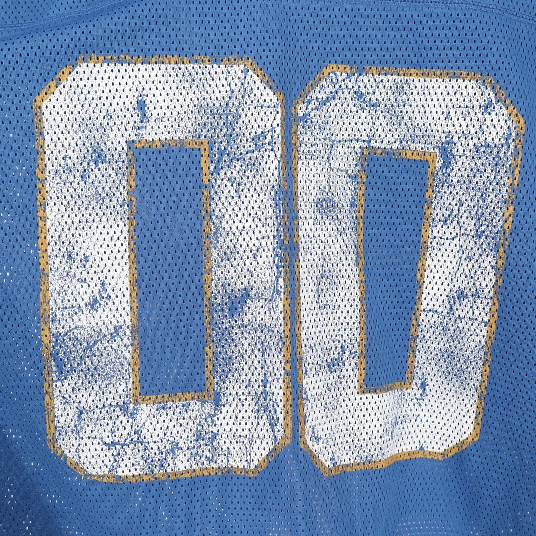 RSQ Football Crop Jersey Womens Small Blue Mesh V-Neck Short Sleeve Pullover