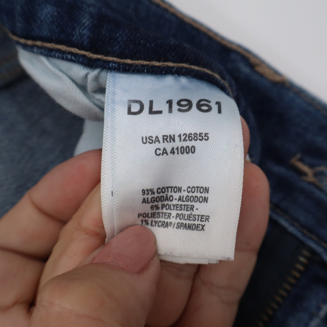 DL1961 Mara Straight Leg Mid Rise Raw Hem Blue Jeans Size 26 DL Performance