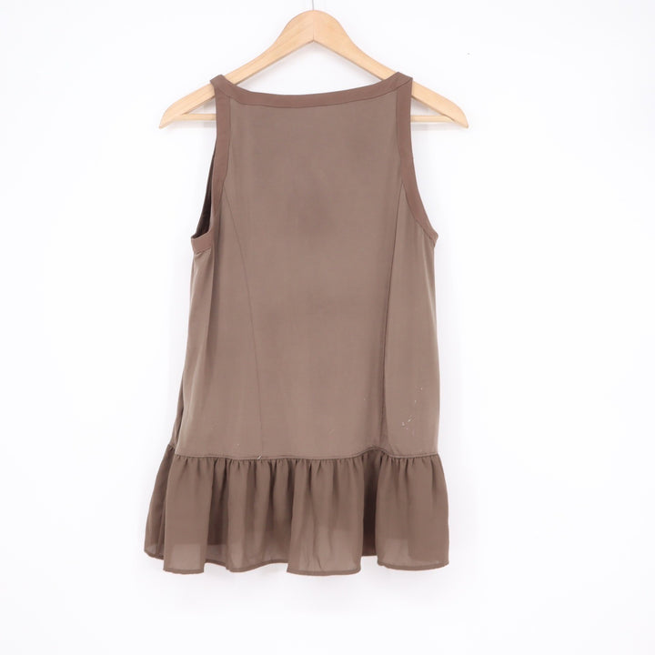 Banana Republic Brown V-Neck Ruffle Peplum Sleeveless Top XS