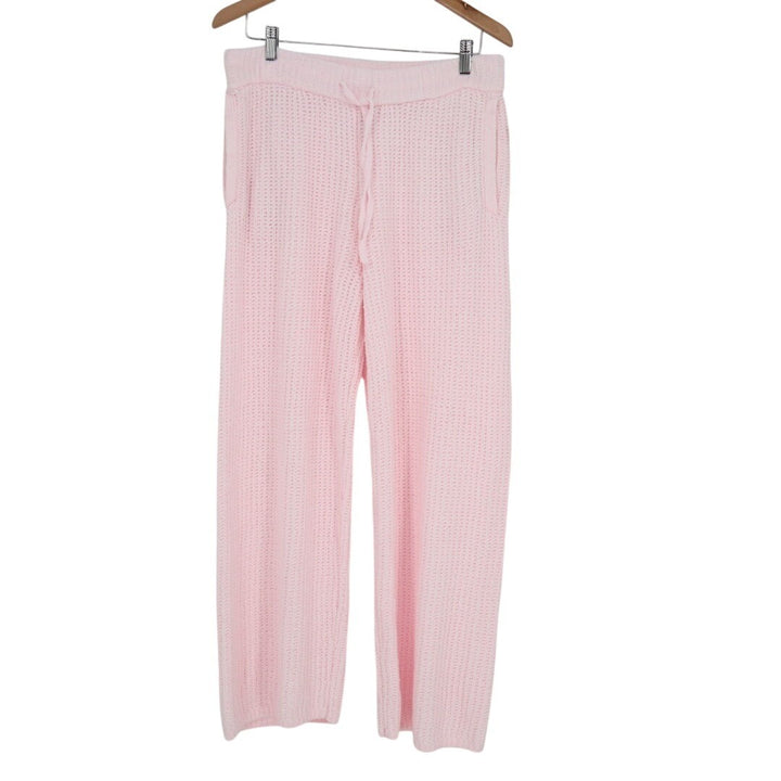 State Of Day Intimates Lounge Pants Womens Medium Pink Waffle Knit Drawstring