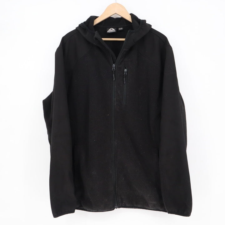 Reebok Hybrid Softshell Jacket Men's XL Black Full Zip Fleece Hooded Long Sleeve