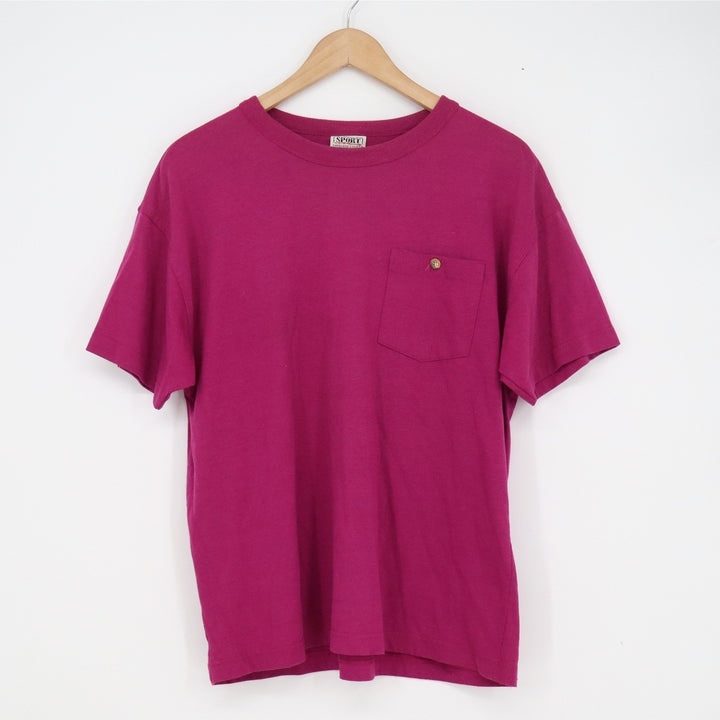 Sport Carriage Court Magenta Purple Pocket T-Shirt Mens Medium Style 2000