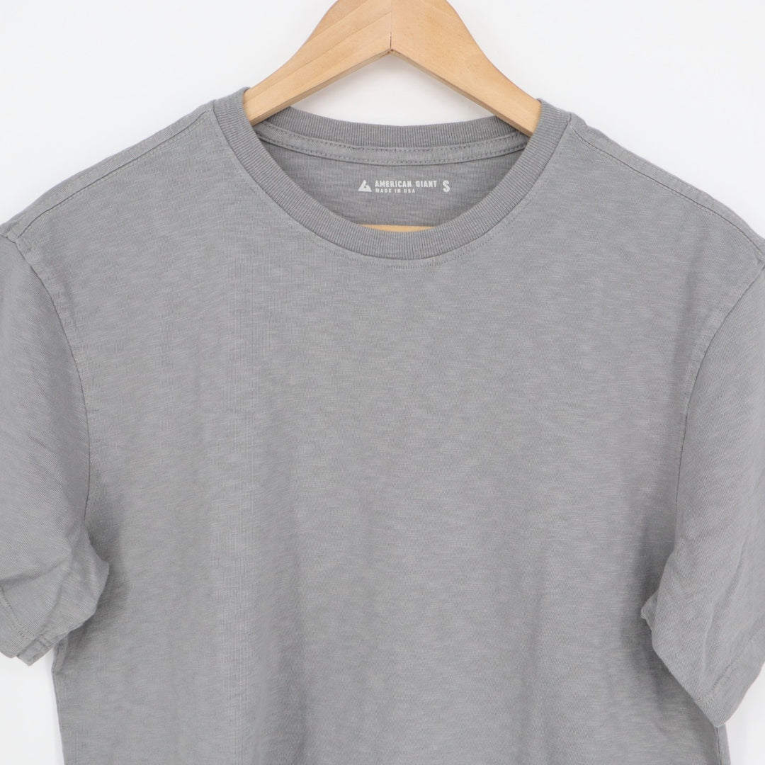 American Giant Premium Slub T-Shirt Mens S Heather Gray Jersey Cotton Crew Neck