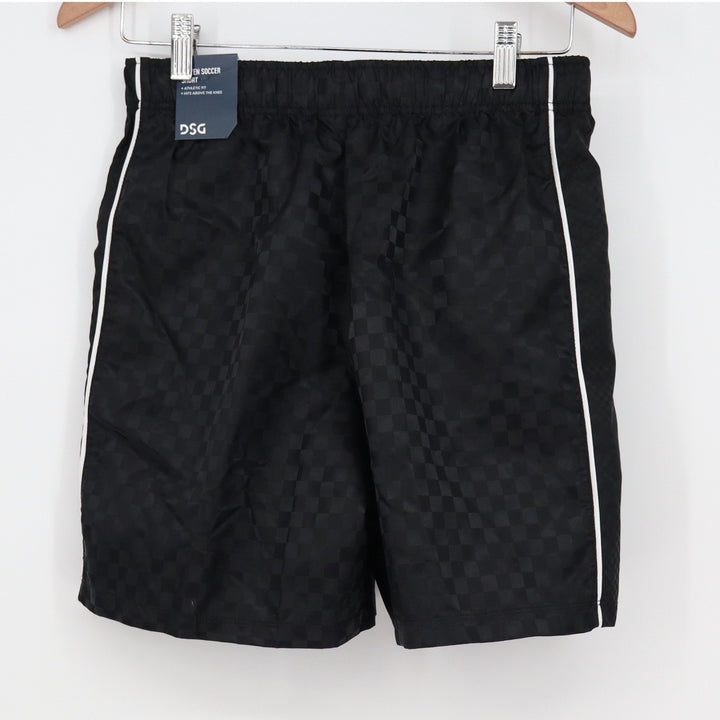 DSG Boys XL 18 Woven Soccer Shorts Pure Black Checkerboard DAB12800 NWT