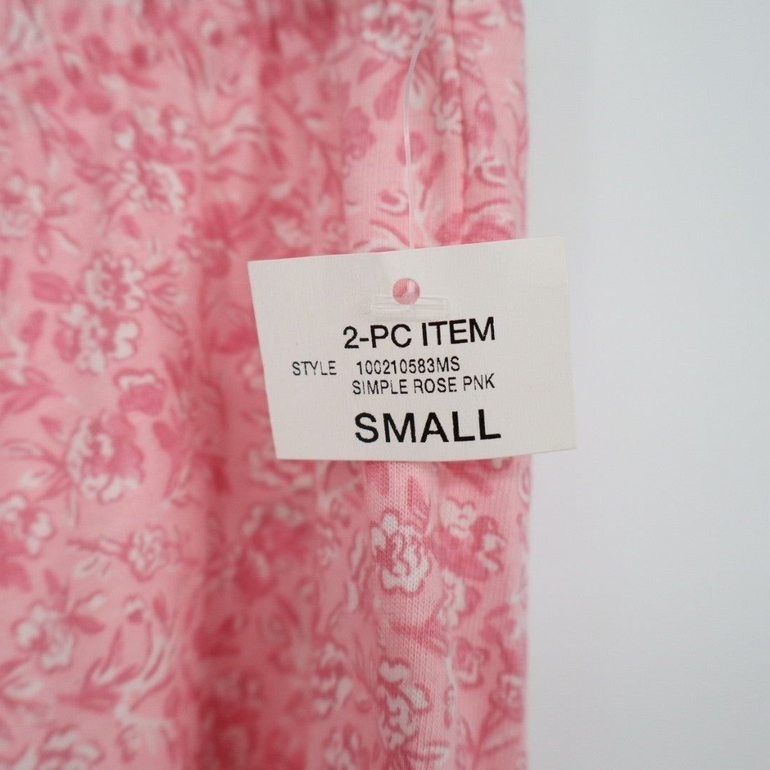 Charter Club Intimates Pajama Pants Womens Small Pink Floral Cotton Straight Leg