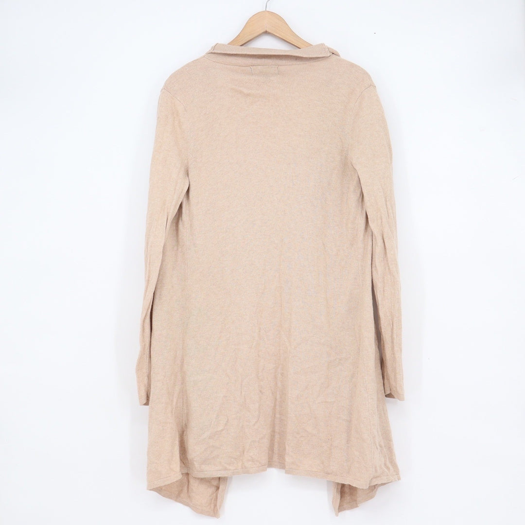 Cynthia Rowley Tan Beige Cotton Cashmere Draped Open Front Cardigan Medium