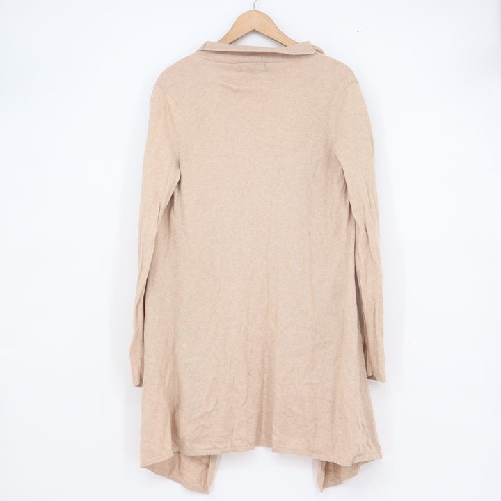 Cynthia Rowley Tan Beige Cotton Cashmere Draped Open Front Cardigan Medium
