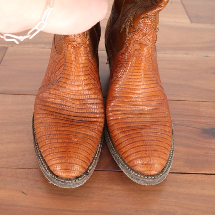 Dan Post Teju Lizard Western Mens 6D Dark Brown Leather Embroidered Cowboy Boots