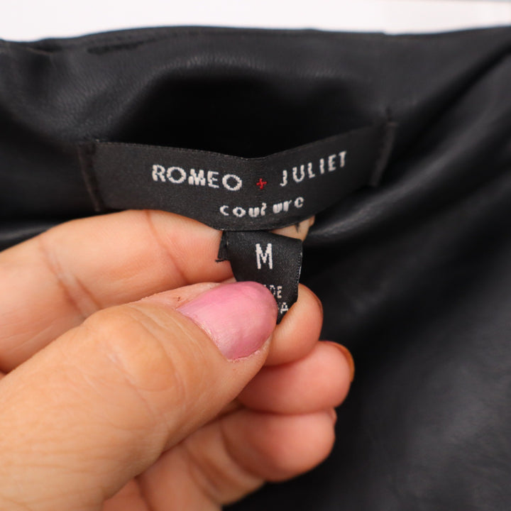 Romeo + Juliet Couture Skirt Womens M Asymmetrical Faux Leather Black Good