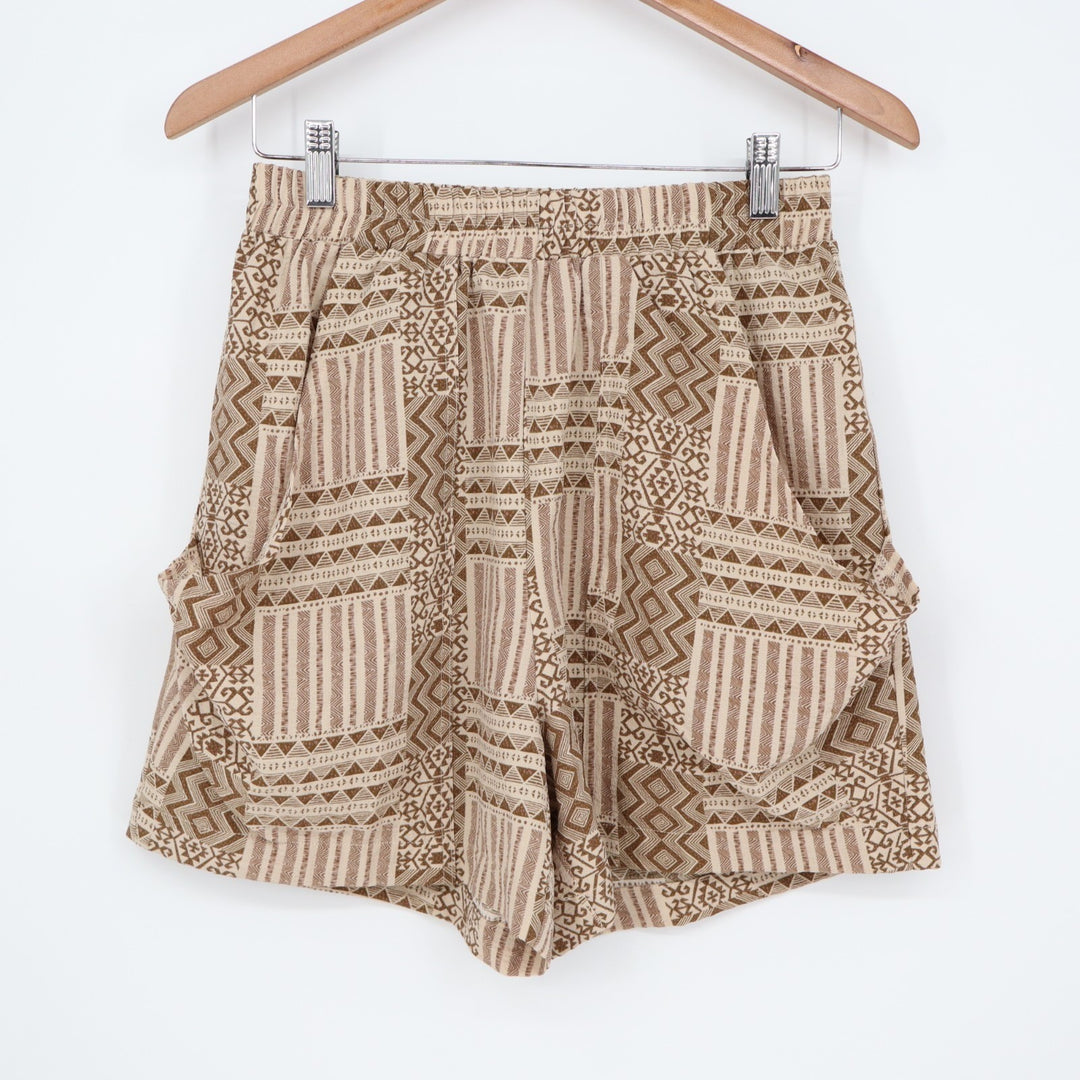 Gigio USA Shorts Womens Small Brown Aztec Tribal Print High Waist Slash Pockets