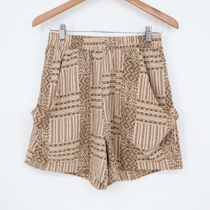 Gigio USA Shorts Womens Small Brown Aztec Tribal Print High Waist Slash Pockets