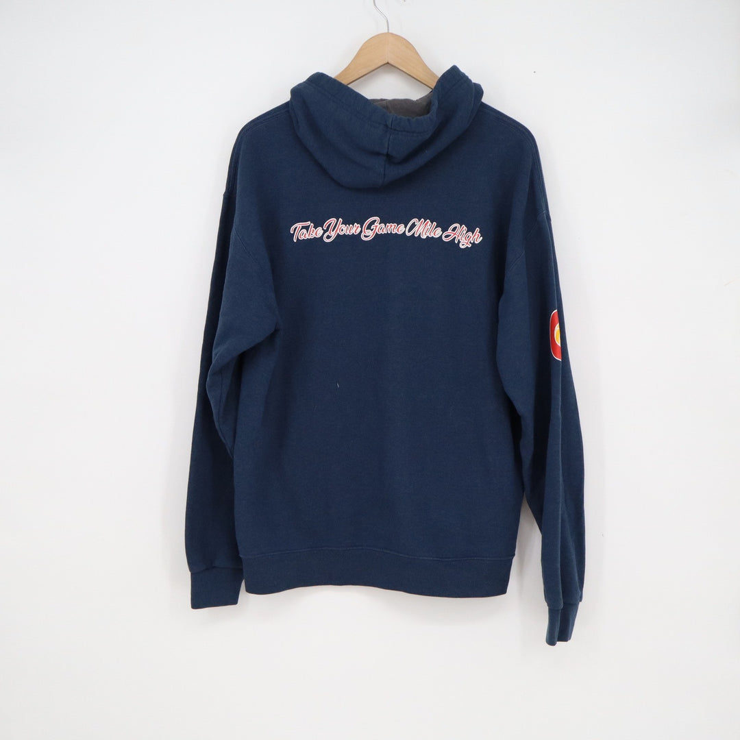 Fruit of the Loom Colorado Crossroads 2020 Hoodie Navy Blue Mens Large Graphic