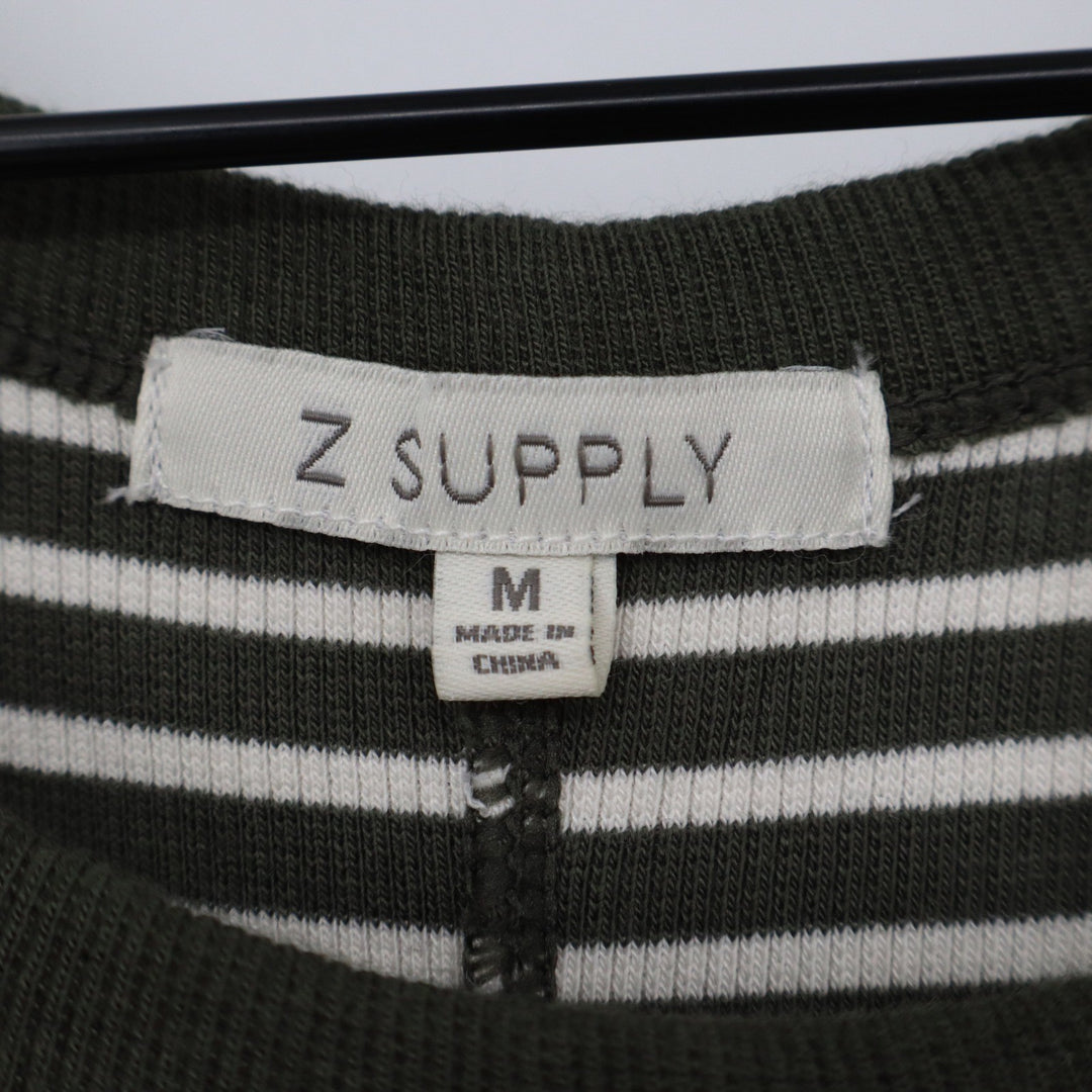 Z Supply Maxi Dress Womens Medium Olive Green Striped Ribbed Excellent