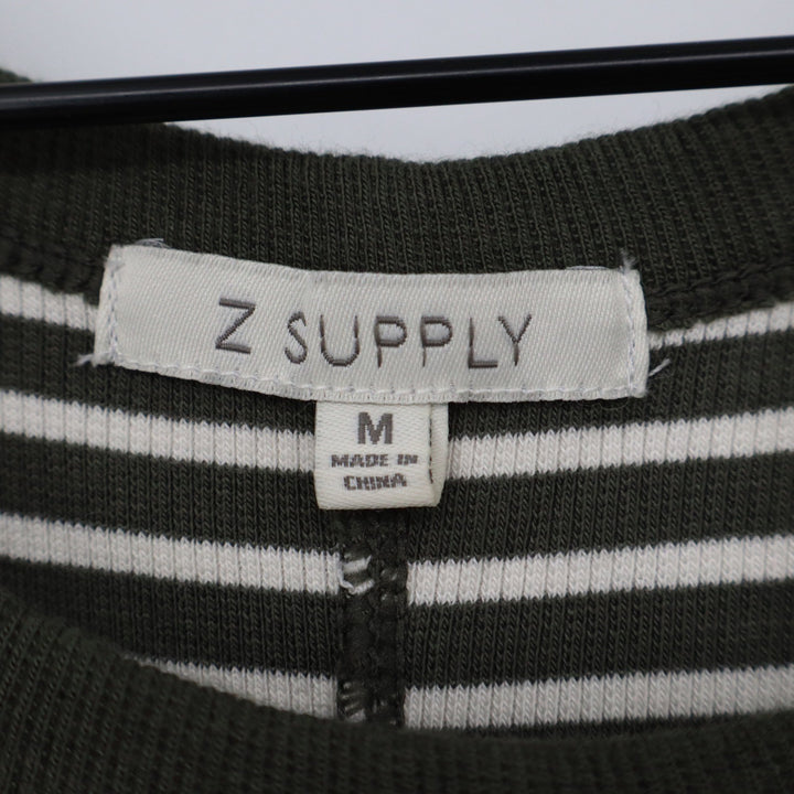 Z Supply Maxi Dress Womens Medium Olive Green Striped Ribbed Excellent