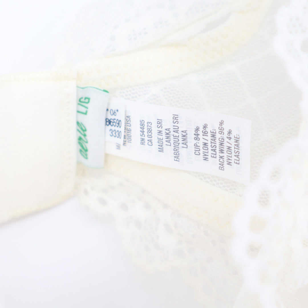 Aerie Cream Floral Lace Unlined Bralette Size L NEW