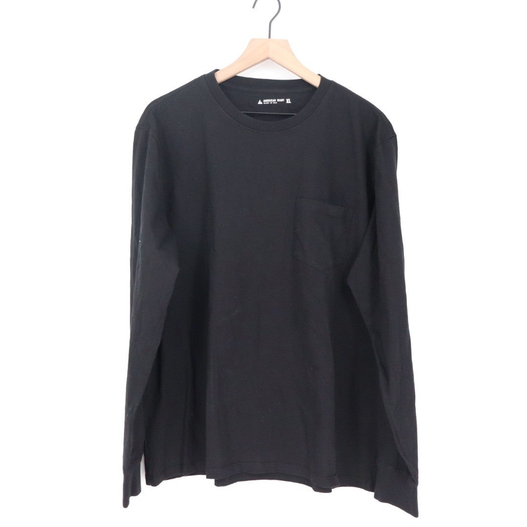 American Giant Mens Black Long Sleeve Pocket T Shirt Size XL Made in USA