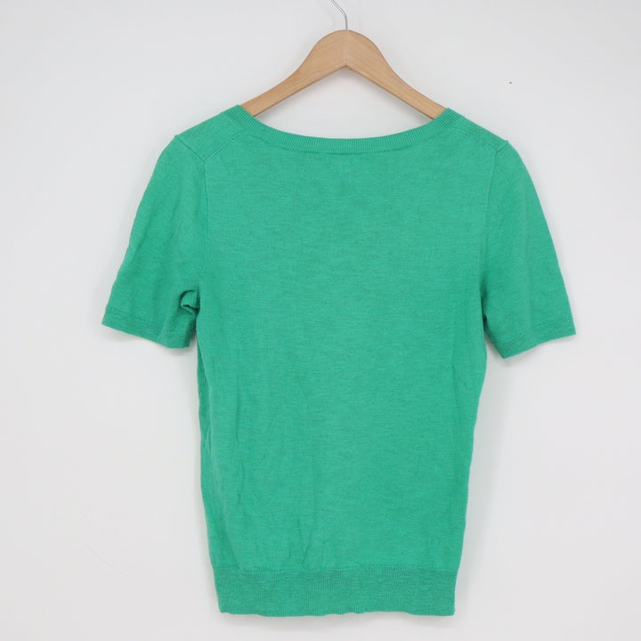 J.Crew Womens Green Short Sleeve Scoop Neck Cotton Blend Sweater Size S