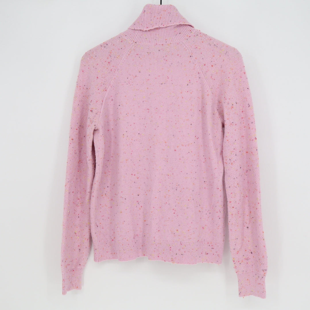 LOFT Pink Confetti Speckled Turtleneck Sweater Mens Size M Raglan Knit Pullover